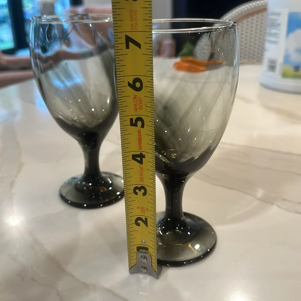Libbey rare Charcoal Gray Smoke Goblet Drinking Glasses Set of 2